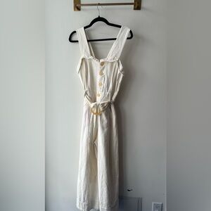 Anthropologie Linen Blend Wide Leg Jumpsuit EU36 P2P 15” | 1611. Euc